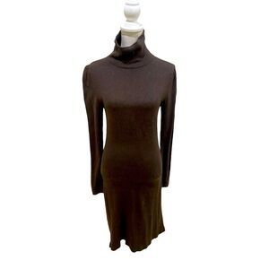 Peruvian Connection 100% pima cotton brown turtleneck body con dress size small